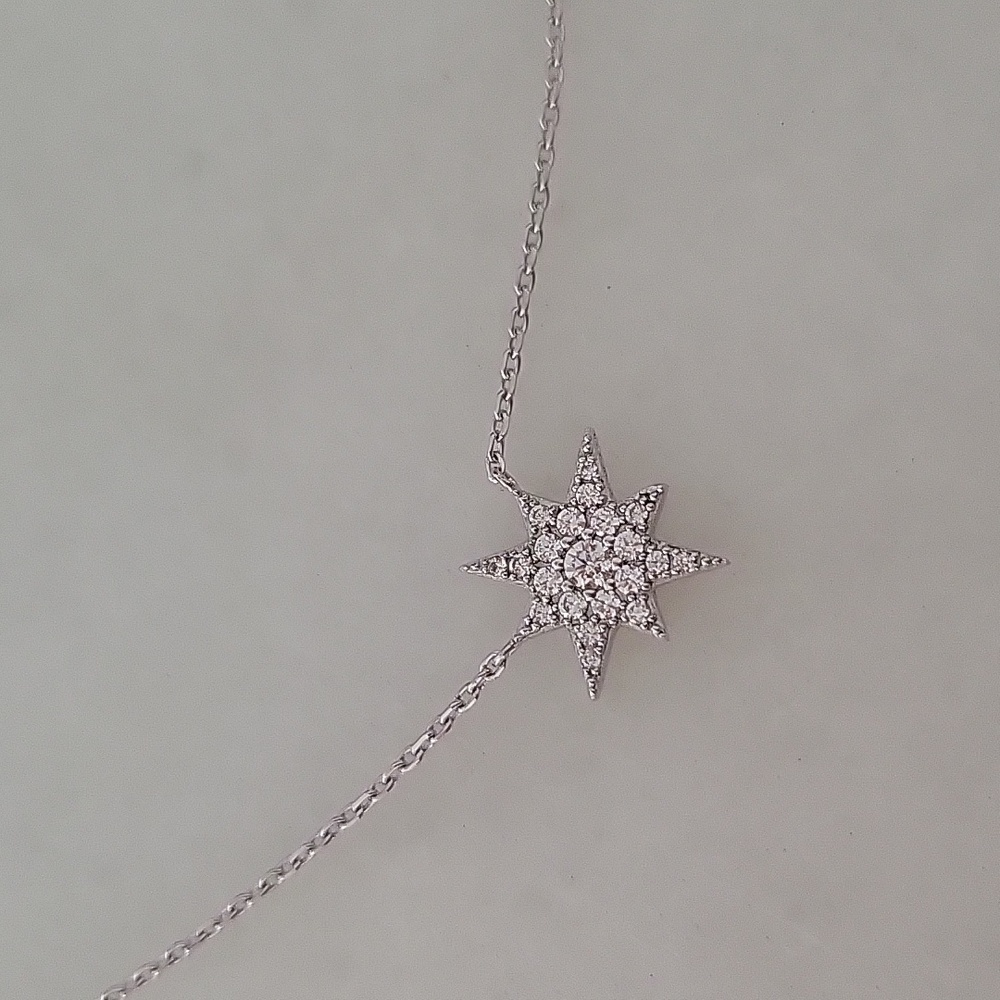 Sterling silver star charm necklace new